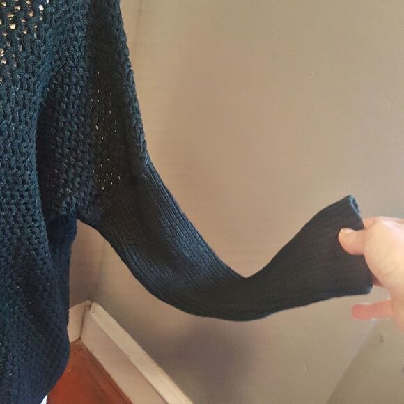 LOFT Open Knit Turtleneck Long Sleeve Poncho Sweater - Picture 3 of 8